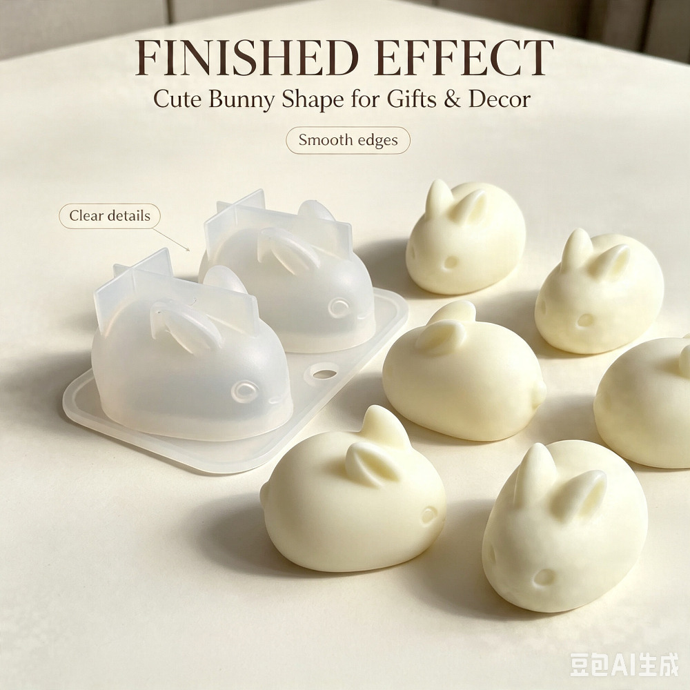 Bunny Cake Mold - 3D Mini-Hasen-Silikonform Lebensmittelecht 2-Fach Hasenform für