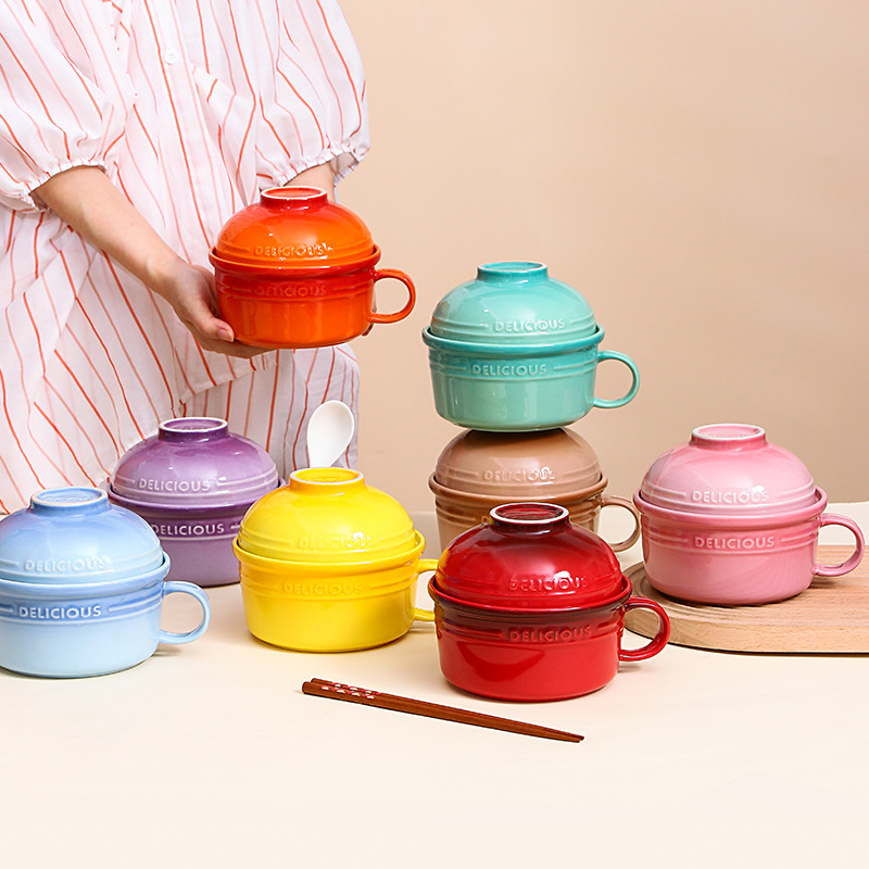 Dim Sum Basket - Rainbow Instant-Nudelschüssel, Tasse mit Deckel und