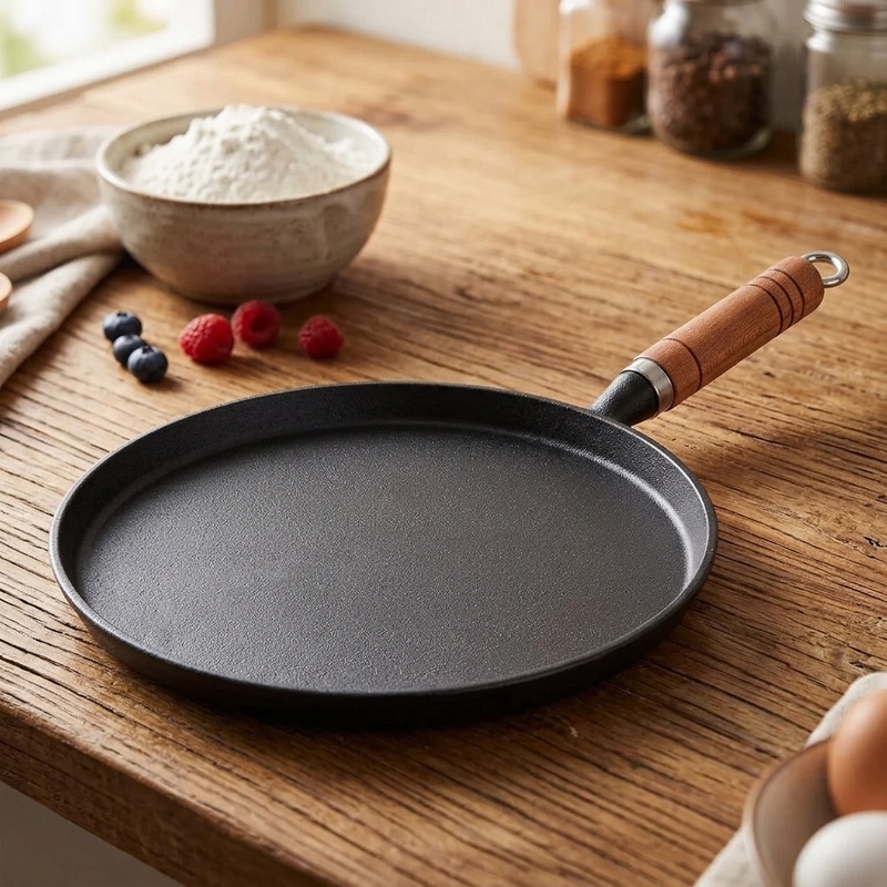 Egg Waffle Pan - 20/23/26cm Gusseisen-Bratpfanne, unbeschichtet, antihaftbeschichtet, für Eier,