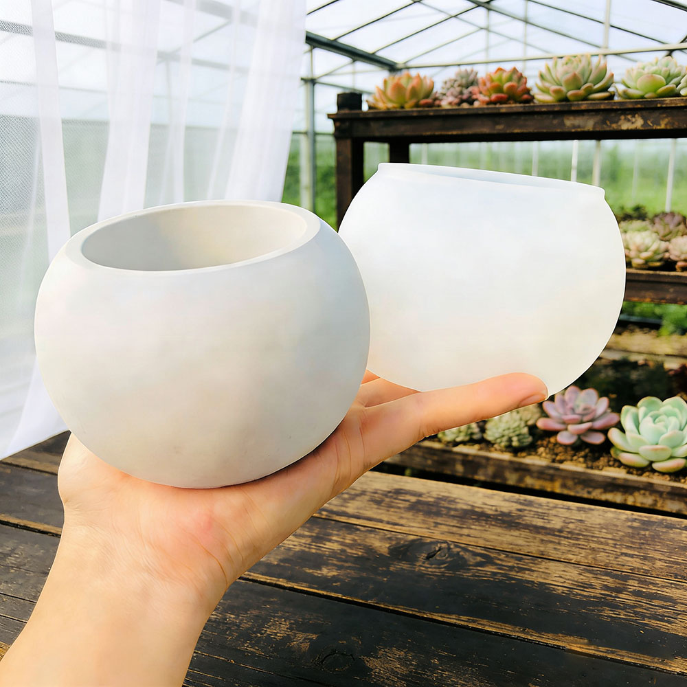 Potsticker Mold - Kugelförmige Blumentopf-Silikonform DIY Kerzenhalter Aufbewahrungsbox Gips