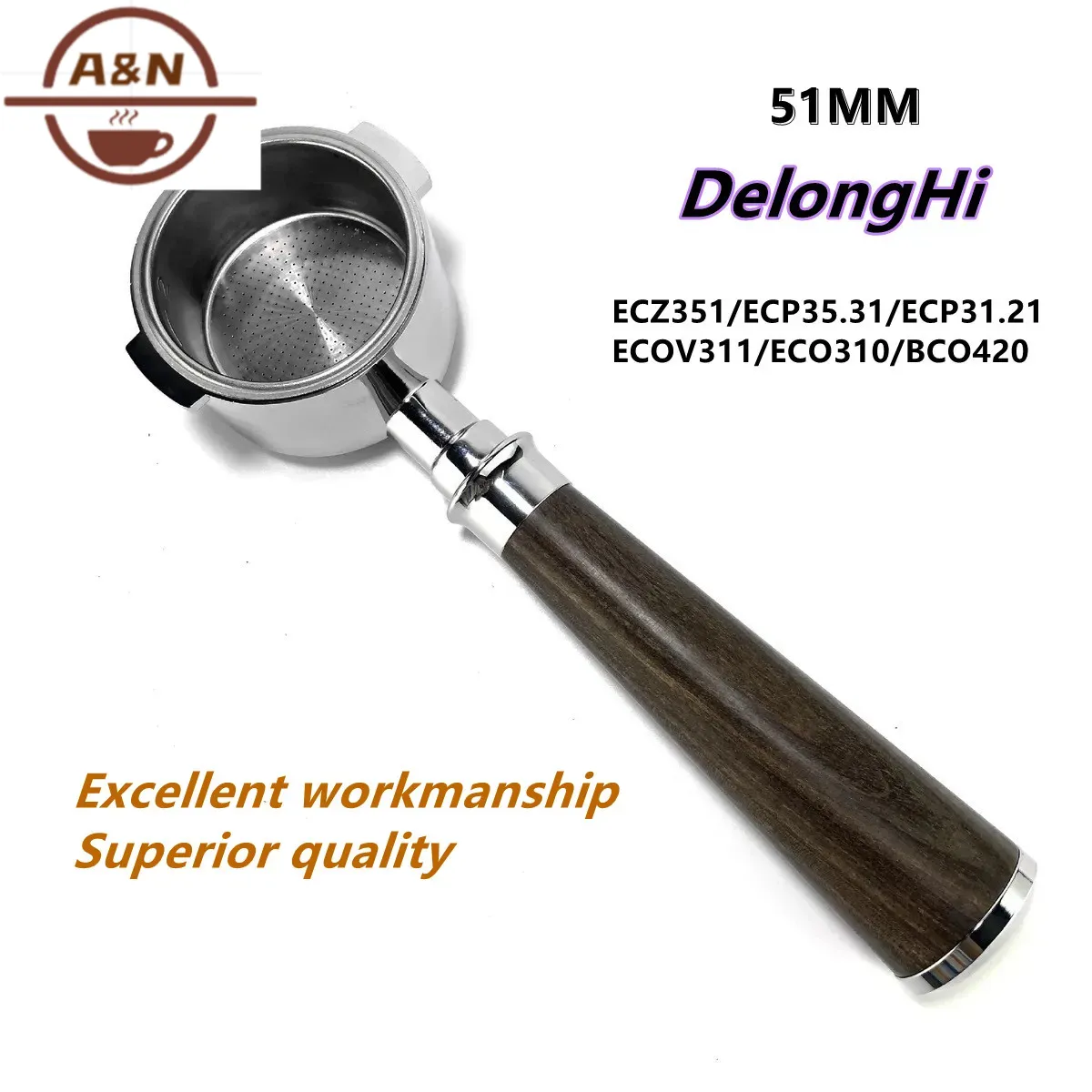 Delonghi Espresso Ecp3420 - 51 mm 304 Edelstahl-Bodenloser Kaffee-Siebträger für
